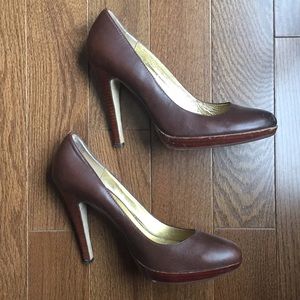 Nine West Brown Leather Platform Heel